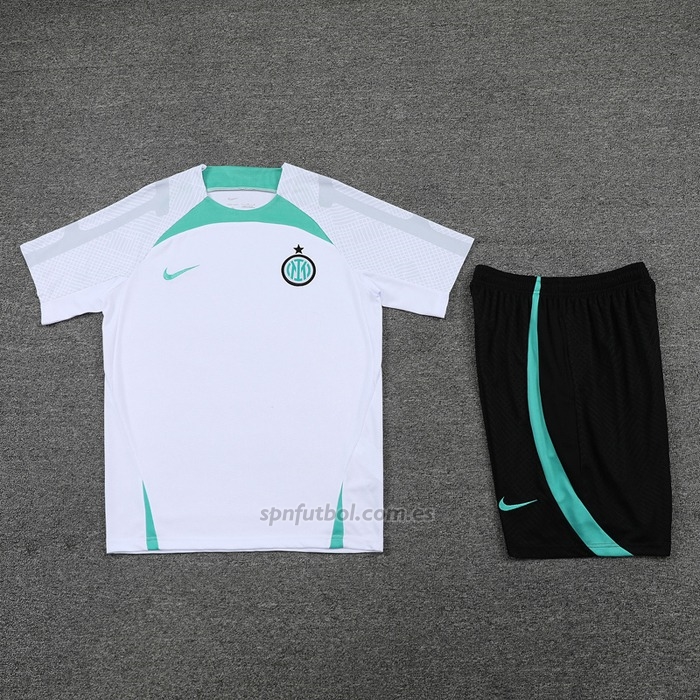 Chandal del Inter Milan Manga Corta 2022-2023 Blanco - Pantalon Corto